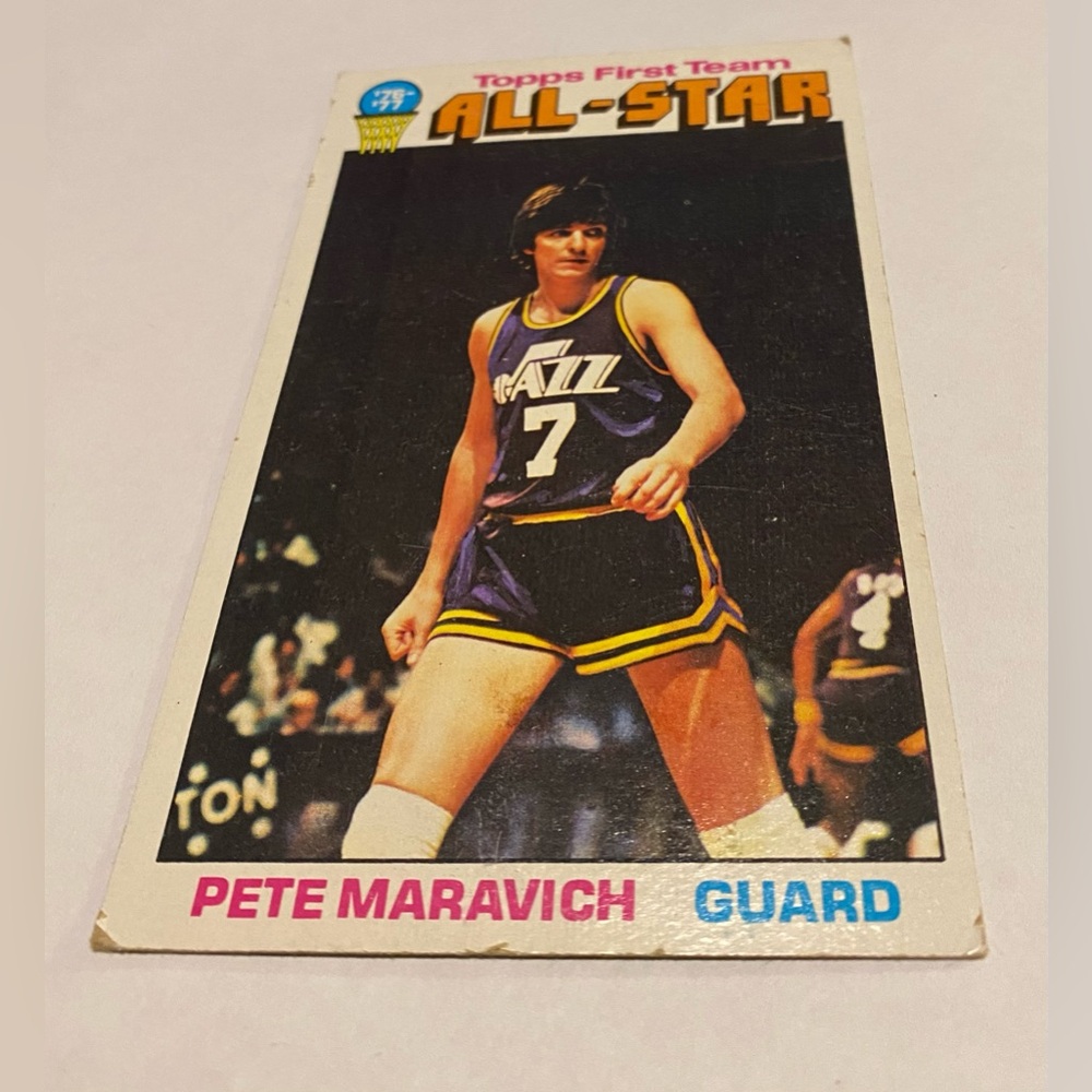 Pete Maravich 1976-77 Topps Basketball Card # 130 New Orleans Jazz Vintage - Picture 2 of 3